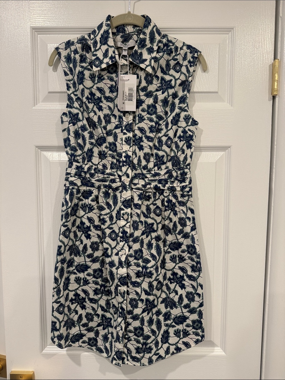 10 Crosby Derek Lam White Dress with Navy Floral Print